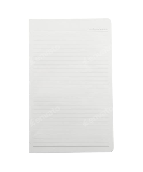 Preview: Lined notebook sheet isolated on white, top view