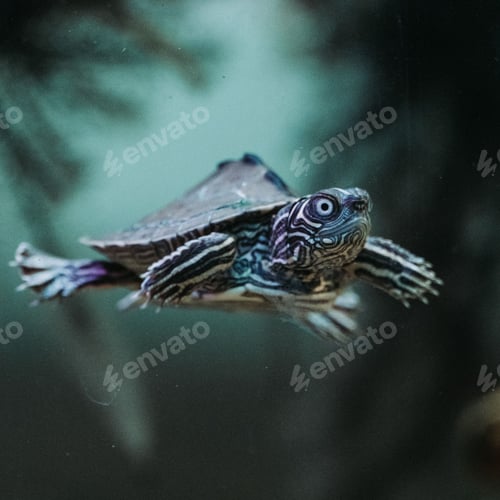 Preview: Beatiful close-up of an adorable turtle swimming underwater