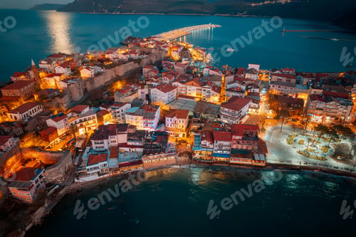 Preview: Aerial view of historic Ottoman and Turkish town Amasra view from drone.