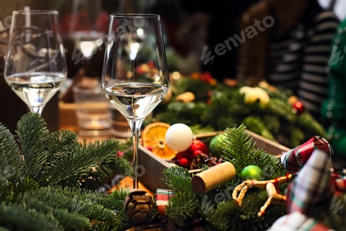 Preview: Christmas decoration on the wooden table