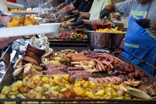 Preview: Street trade delicious food. Close-up. Selective focus.