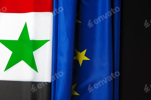 Preview: Flags of Syria and European Union together