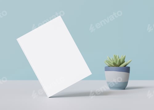 Preview: White book cover mock up. Blank template for your design. Front view, close-up.