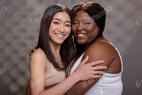 Preview: Beautiful women with different skin tones and body types posing in the studio