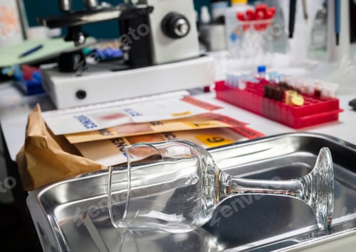 Preview: broken glass bottle in Criminalistic Lab, conceptual image