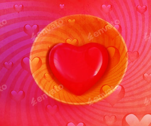 Preview: Sweet Red Hearts On Old Paper Background