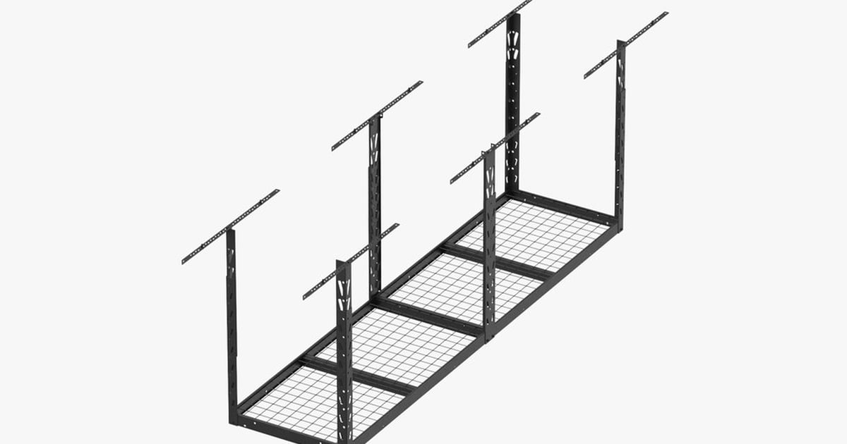 Metal Ceiling Shelving Rack with White Wire Grid 3D, Incl. ceiling ...