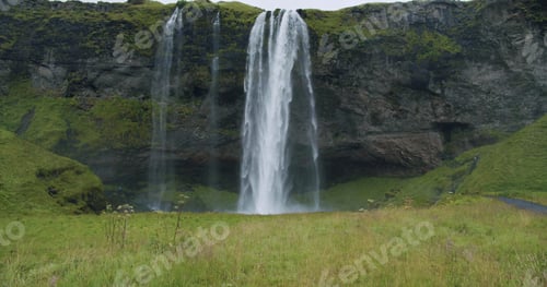 Preview: Static front shot of Beautiful Seljalandsfoss waterfall Iceland