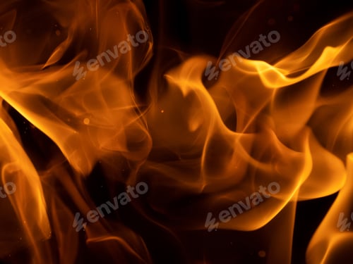 Preview: Flames of fire on black background