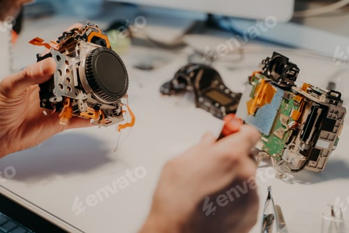 Preview: Maintenance support and repairing service. Unrecognizable repair man uses special tools