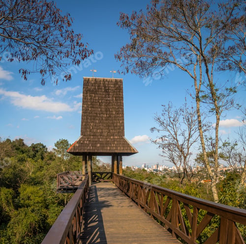 Visualização: Philosophers Tower at Bosque Alemao (German Forest Park) - Curitiba, Parana, Brazil