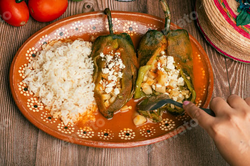 Preview: Stuffed peppers, typical mexican food. Food to celebrate Cinco de Mayo.
