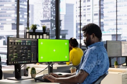 Preview: Programmer using mockup PC to develop machine learning APIs