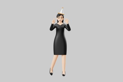 Preview: Party girl with cone hat
