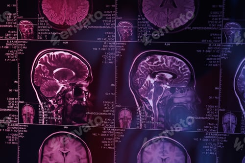 Preview: MRI or magnetic resonance imaging of the head and brain. Close up
