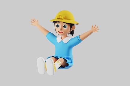 Preview: Joyful girl with yellow hat