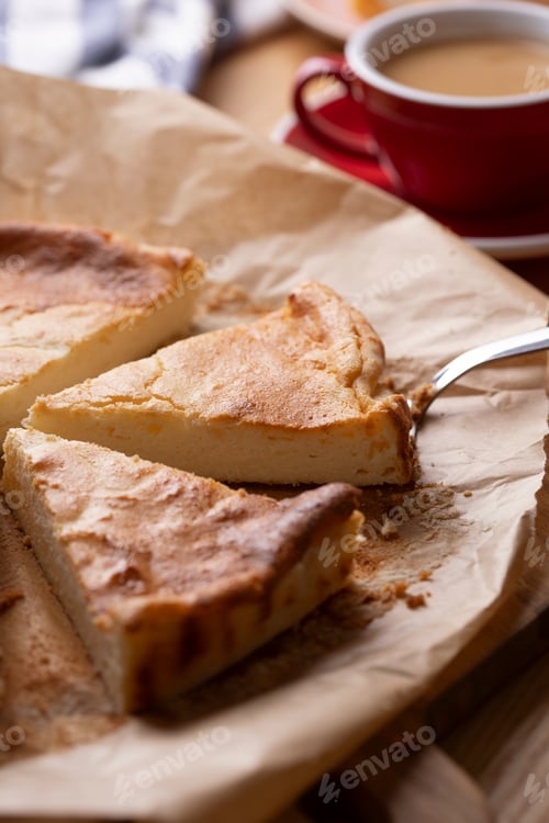 Preview: cottage cheese casserole and coffee for breakfast