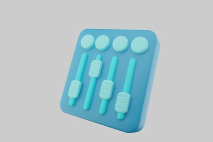 Preview: Cartoonish blue audio mixer console