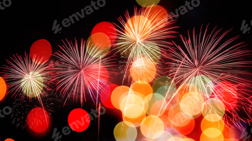 Preview: Colorful Of Firework Display And Bokeh For Festival, Event, Party, New Year Concept Background
