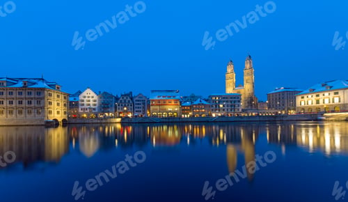 Preview: Zurich and the Limmat river at night