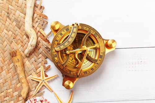 Preview: beautiful sea composition with shells and vintage compass