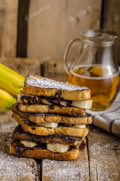 Preview: French toast filled banana and chocolate