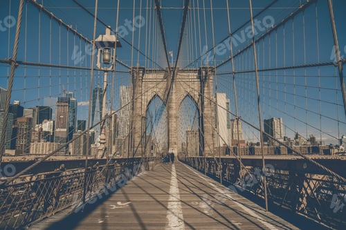 Preview: Brooklyn bridge at the morning, USA downtown skyline, Architecture and building