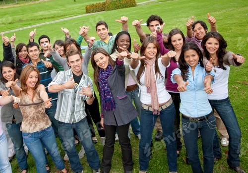 Preview: Large Group Of Friends With Thumbs Up