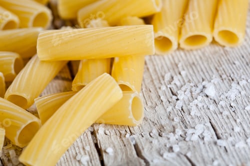 Preview: raw pasta and salt