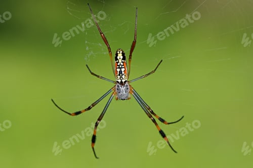 Preview: Banded-legged golden orb web spider in web