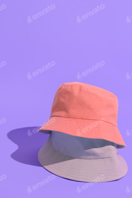 Preview: Fashion accessories concept. Street style. Bucket hats