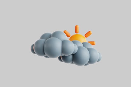 Preview: Cartoon sun behind cloudy weather