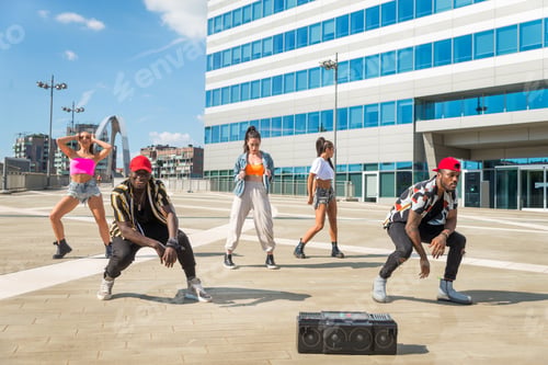 Preview: Hip hop crew dancing outdoors