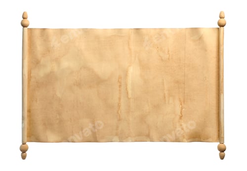 Preview: Scroll of old parchment paper isolated on white