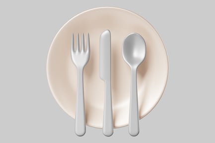 Preview: Modern Cutlery Set on Round Plate