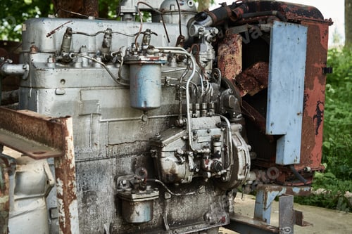 Preview: Part of old car motor engine. Machine technology