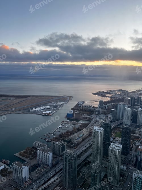Preview: Skyscrapers in the city during evening and night lights