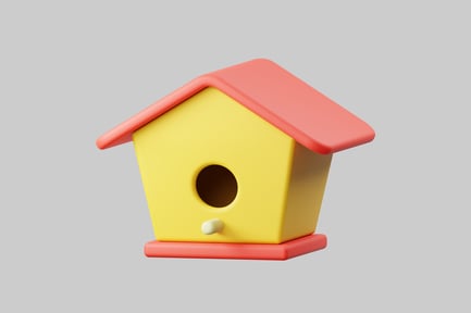 Preview: Simple birdhouse yellow with coral roof