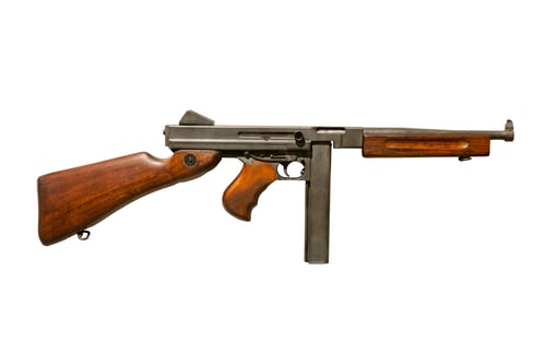 Preview: Thompson submachine gun World War II era isolated on white background