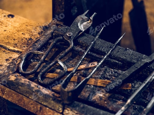 Preview: Row of tools on factory