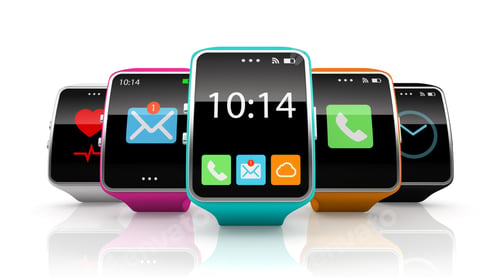 Preview: Colorful smart watchs isolated on white background