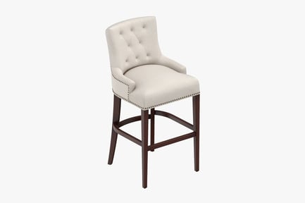 Preview: Upholstered Bar Stool with Button Tufting and Nailhead Trim