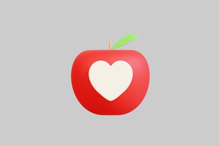 Preview: Apple with leaf and "love" inscription