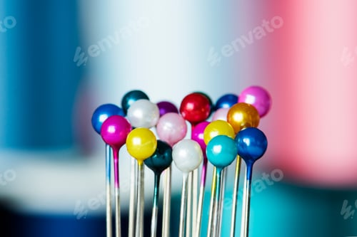 Preview: Closeip of colorful pins