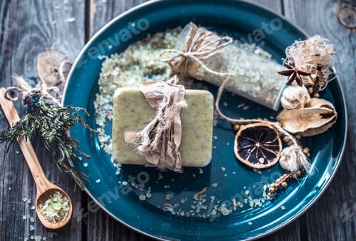 Preview: Spa still life on a wooden background
