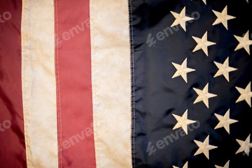 Preview: Textile with needlework representing the national flag of the United States