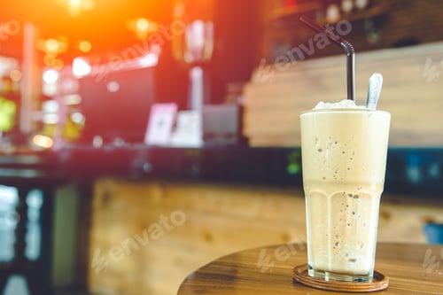 Preview: coffee smoothie milk shake sweet cool ice blended drink with caffeine refresh menu on coffee shop ta