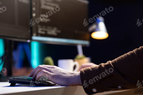 Preview: Tech support admin typing on keyboard, increasing data security, close up