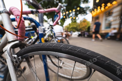 Preview: Bike Wheels close up on the street