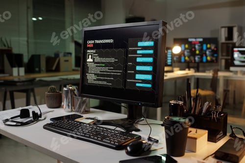 Preview: Closeup of Computer Monitor Displaying Scam Call Center Fraudulent Activity